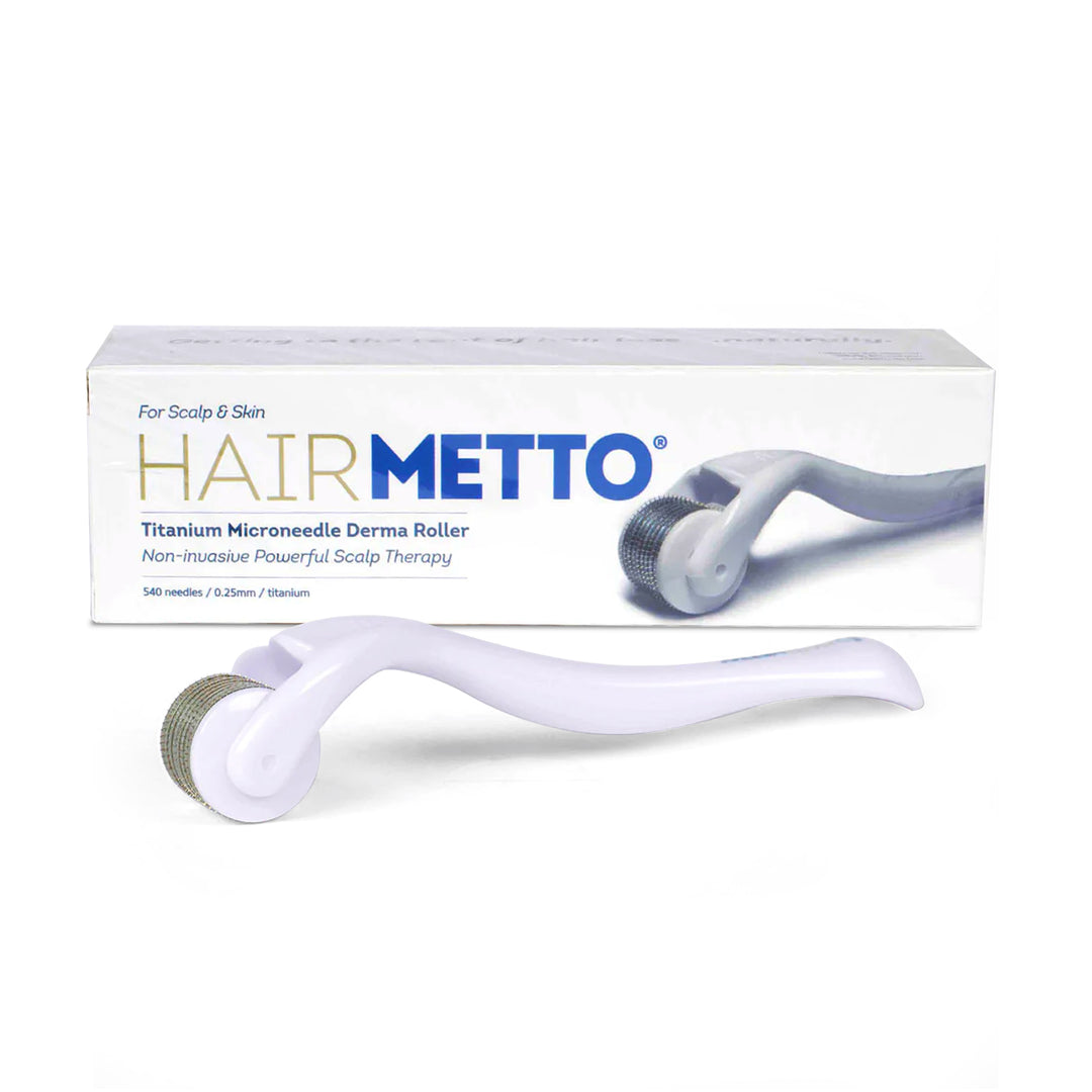 HAIRMETTO® टाइटेनियम डर्मा रोलर, 540 सुई, त्वचा और खोपड़ी के लिए 0.25 मिमी
