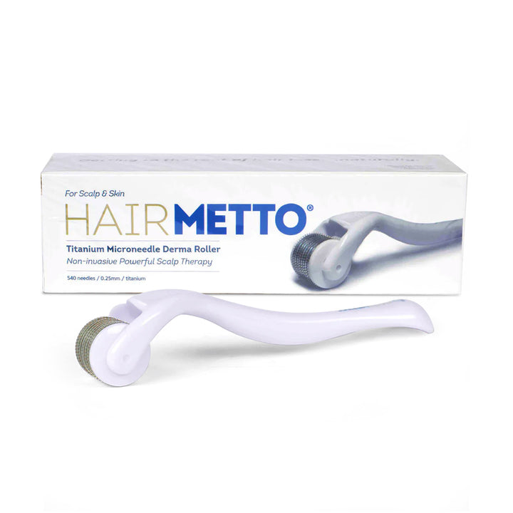 HAIRMETTO® टाइटेनियम डर्मा रोलर, 540 सुई, त्वचा और खोपड़ी के लिए 0.25 मिमी