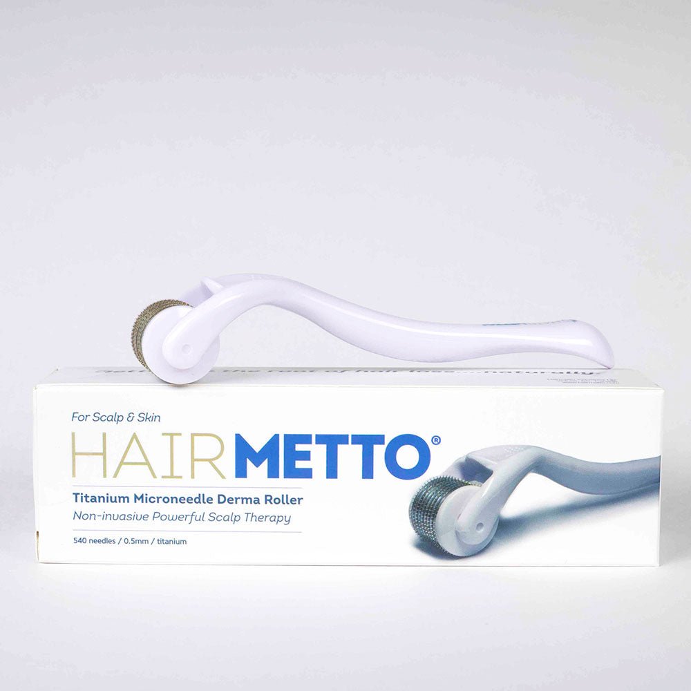 HAIRMETTO titanium dermaroller for skin and scalp, stimulate follicles, promote collagen and cell production to grow thicker hair