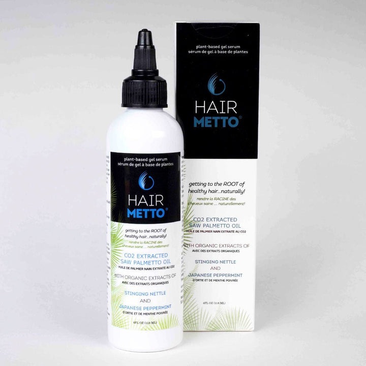 HAIRMETTO topical saw palmetto hair serum, daytime use,  leave in to stimulate follicles, block DHT, natural drug-free treatment for hair loss, hair growth thicker